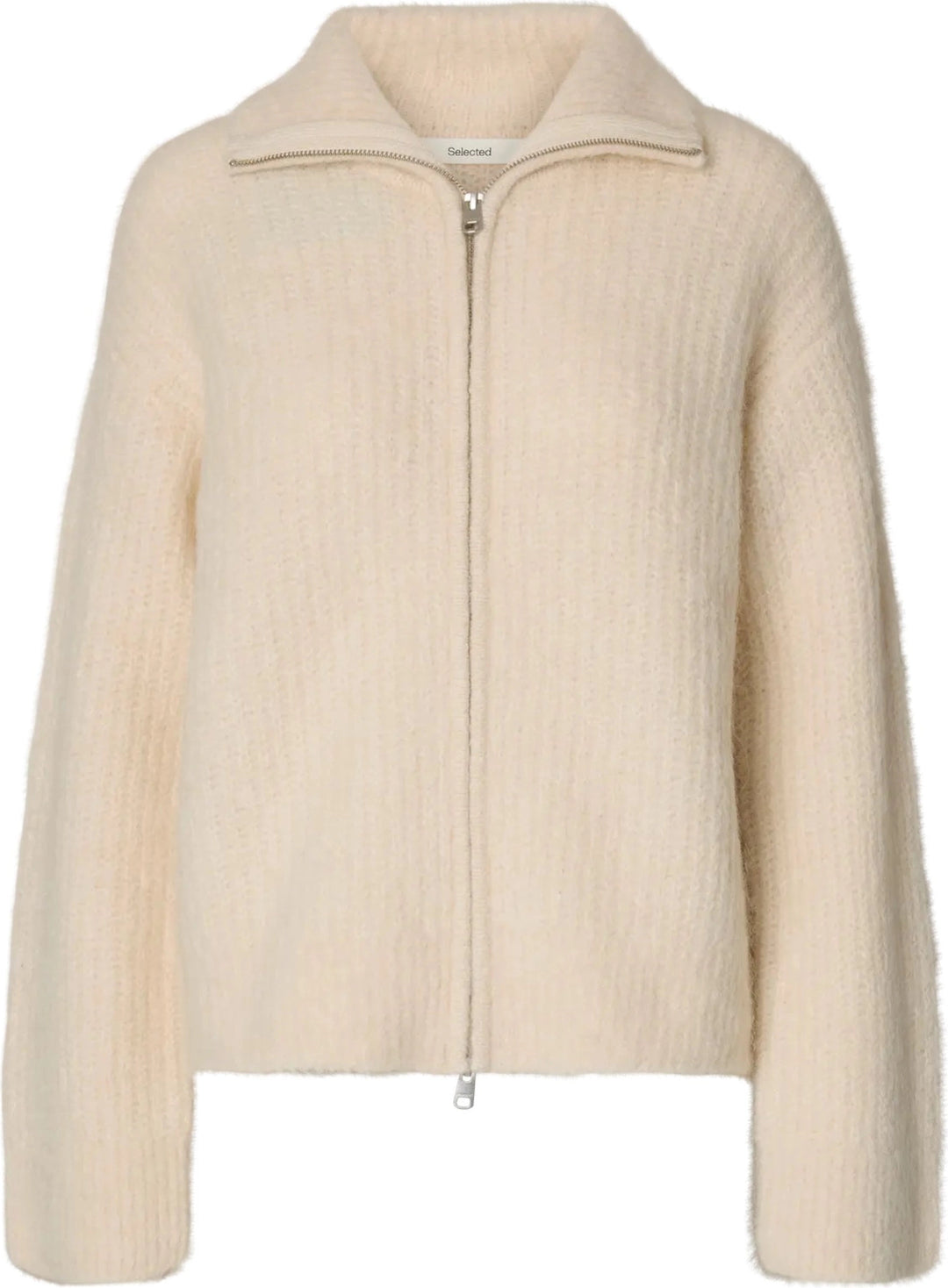 Gabriella Ls Knit Zip Cardigan - Birch