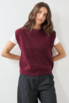 Lulu Sl Knit Vest - Tawny Port Melange