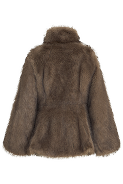 Aase Hourglass Faux Fur Jacket - Dark Brown