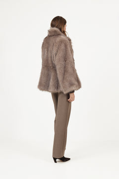 Aase Hourglass Faux Fur Jacket - Dark Brown