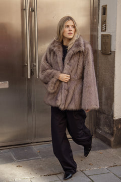 Aase Hourglass Faux Fur Jacket - Dark Brown