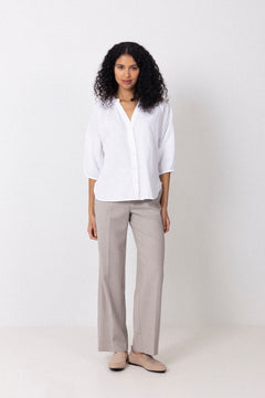 Cleo-Alberta Linen Blend Shirt - Bright White