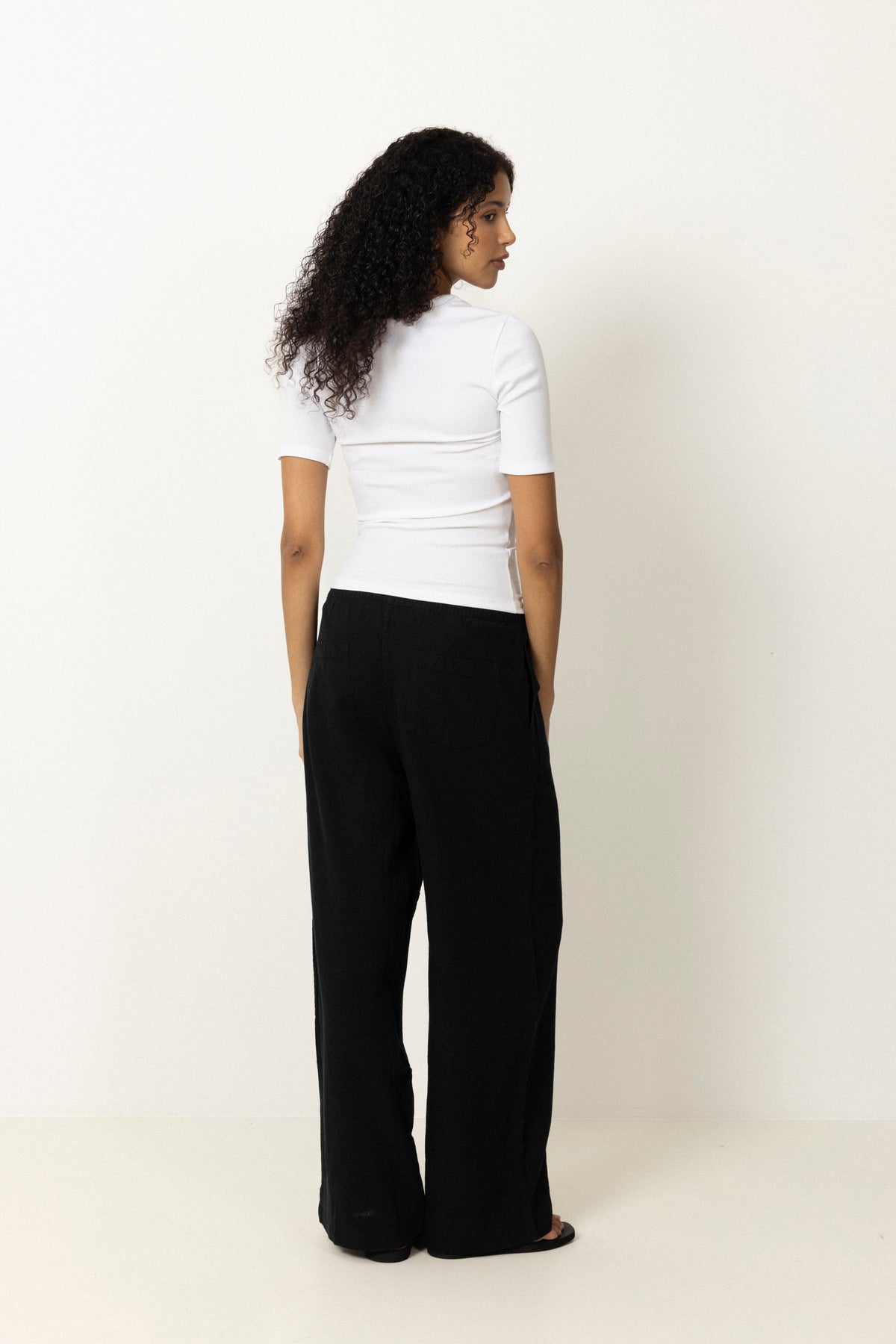 Luisa Mw Wide Linen Blend Pant - Svart