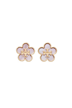 Forget Me Not Mother Of Pearl Stud Earrings - Tory Gold/Pink