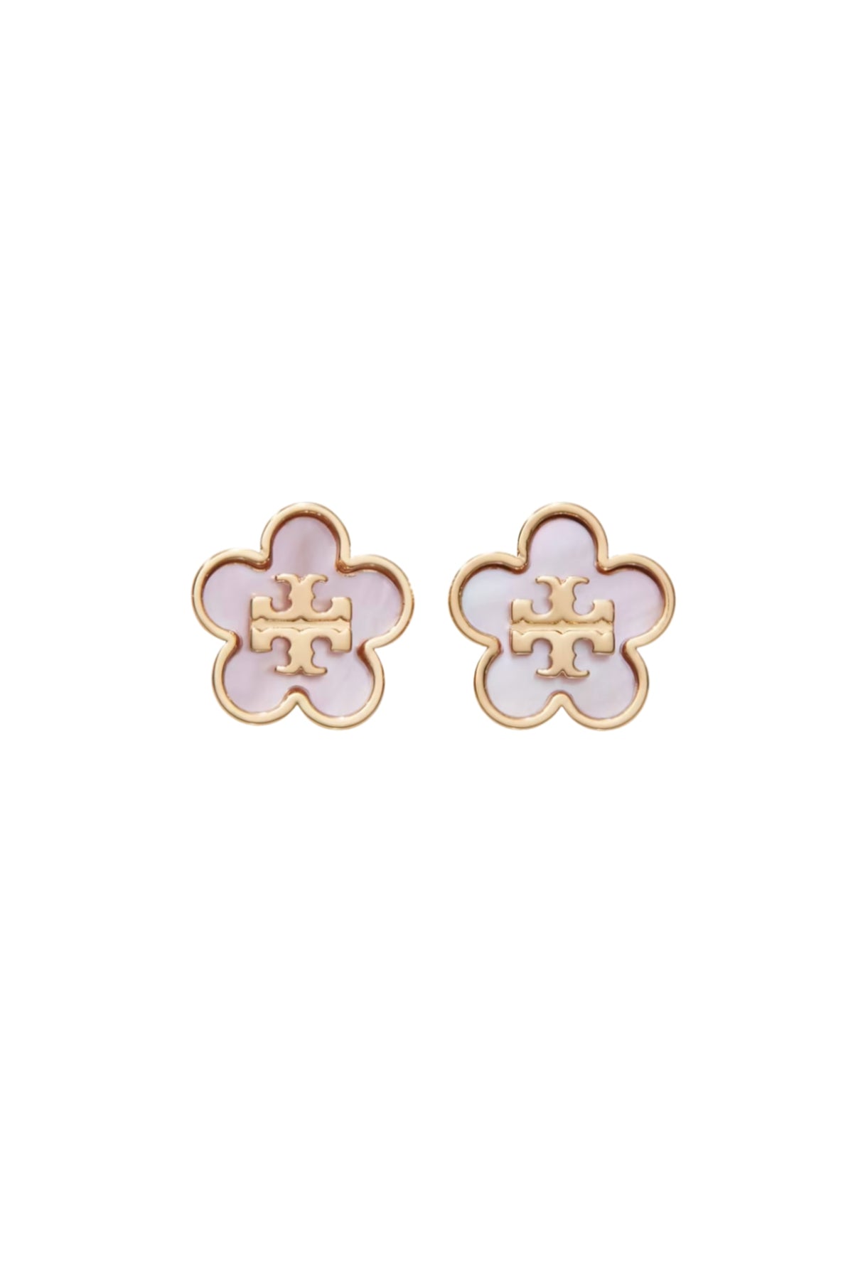 Forget Me Not Mother Of Pearl Stud Earrings - Tory Gold/Pink