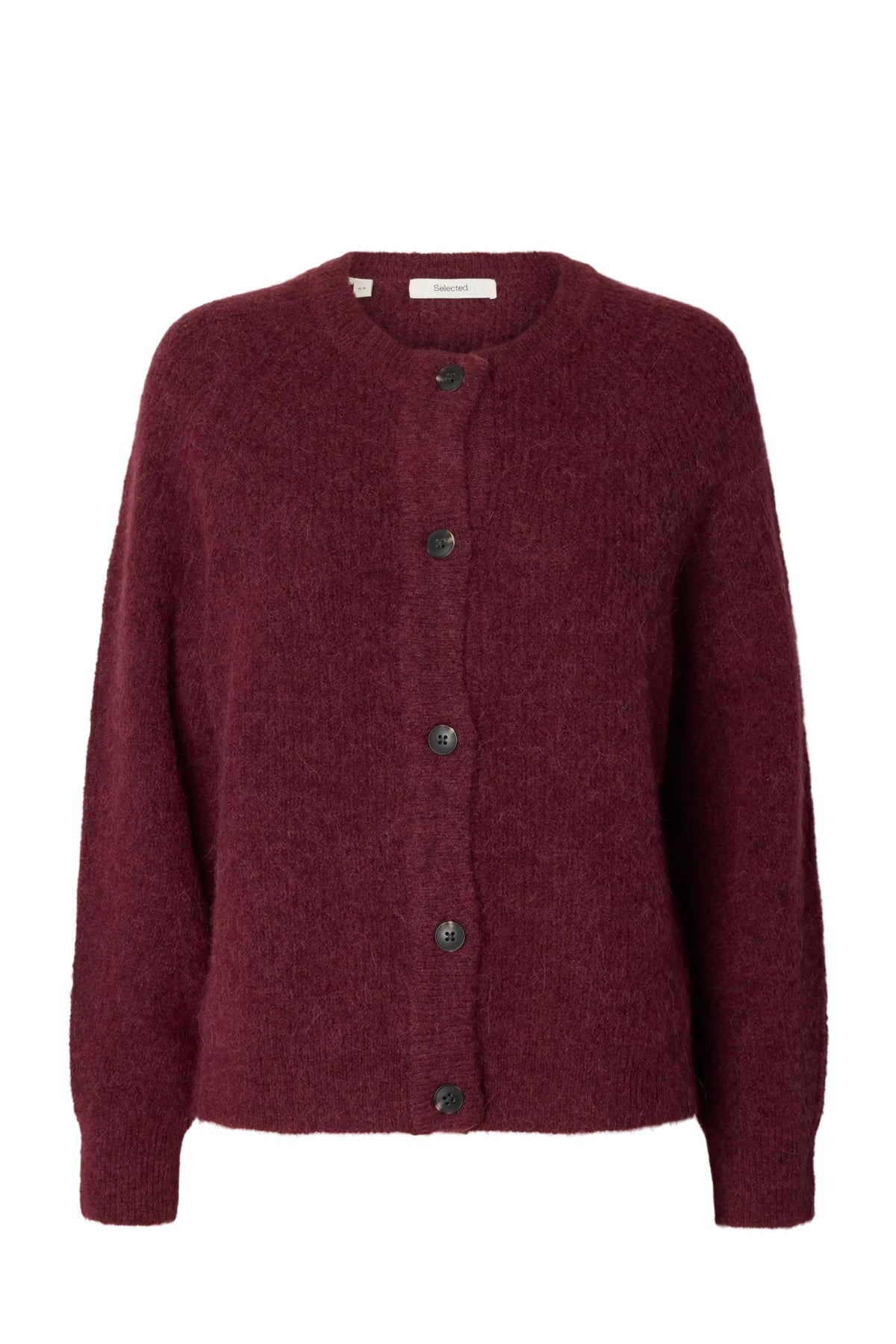 Lulu Ls Knit Short Cardigan - Tawny Port Melange