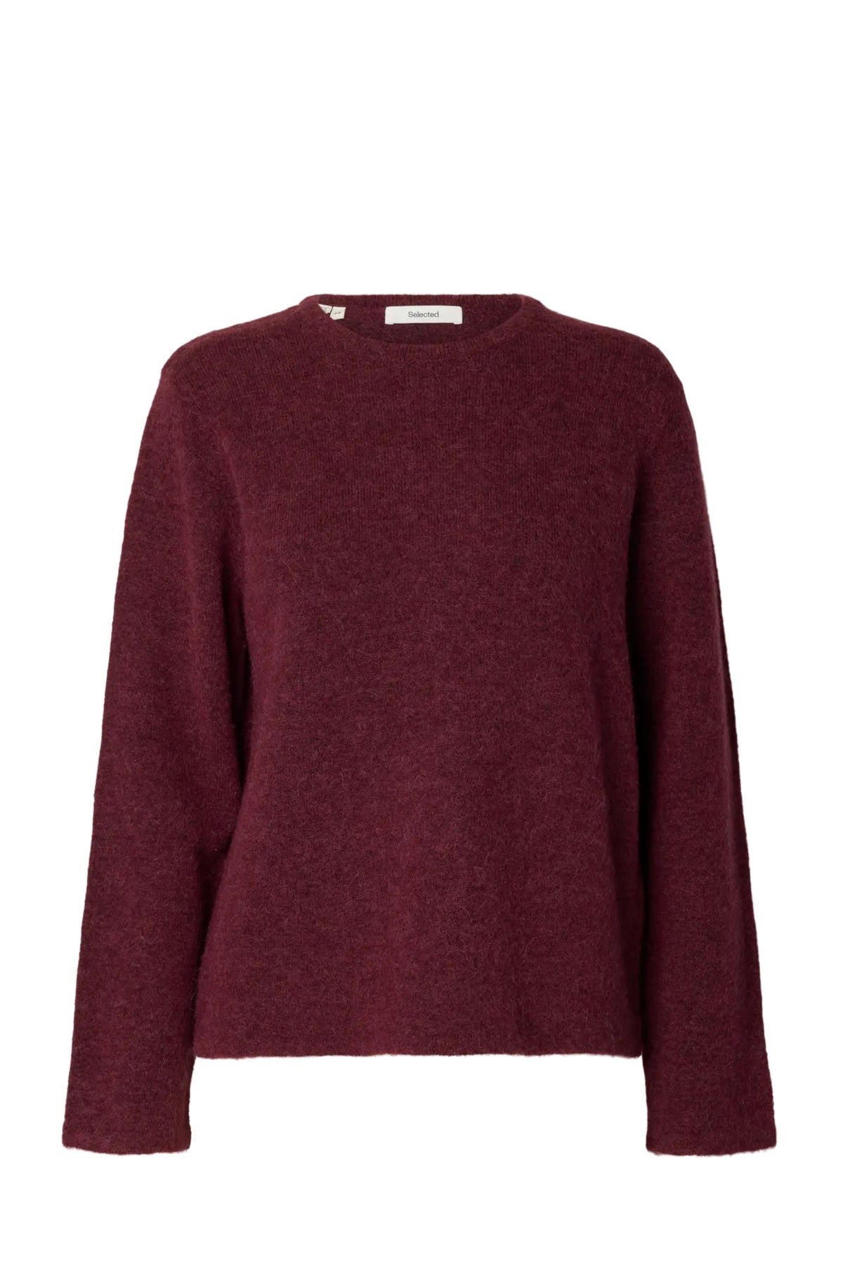Lulu New Ls Knit O-Neck - Tawny Port Melange