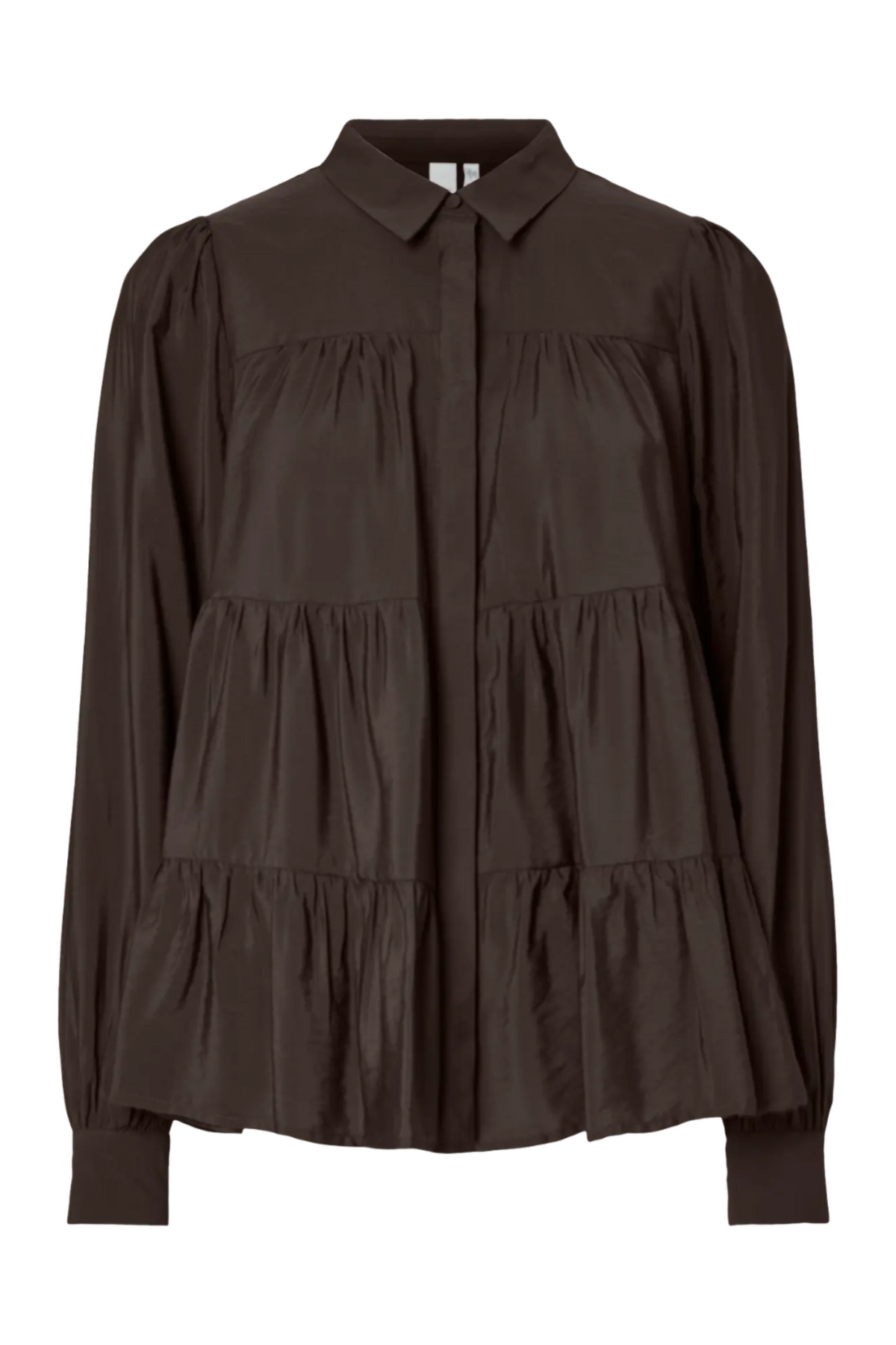 Yaspala Ls Shirt S. Noos - Coffee Bean
