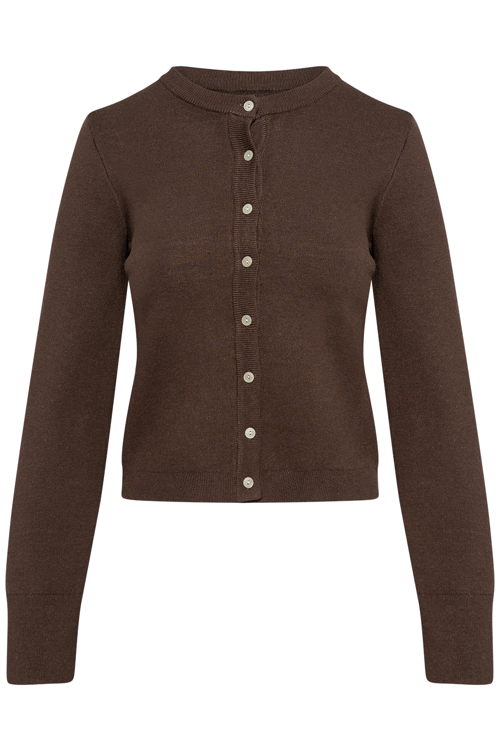 Yaselena Ls Stickad Kofta S. Noos - Coffee Bean Melange