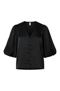 Yaspella 2/4 V-Neck Top S. Noos - Black