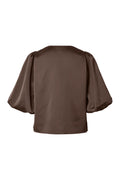 Y.A.S Yaspella 2/4 V-Neck Topp - Brun