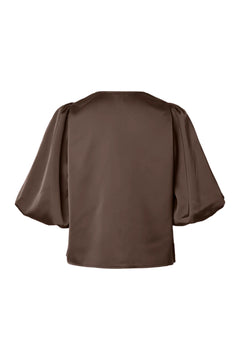 Yaspella 2/4 V-Neck Top S. Noos - Chocolate Brown