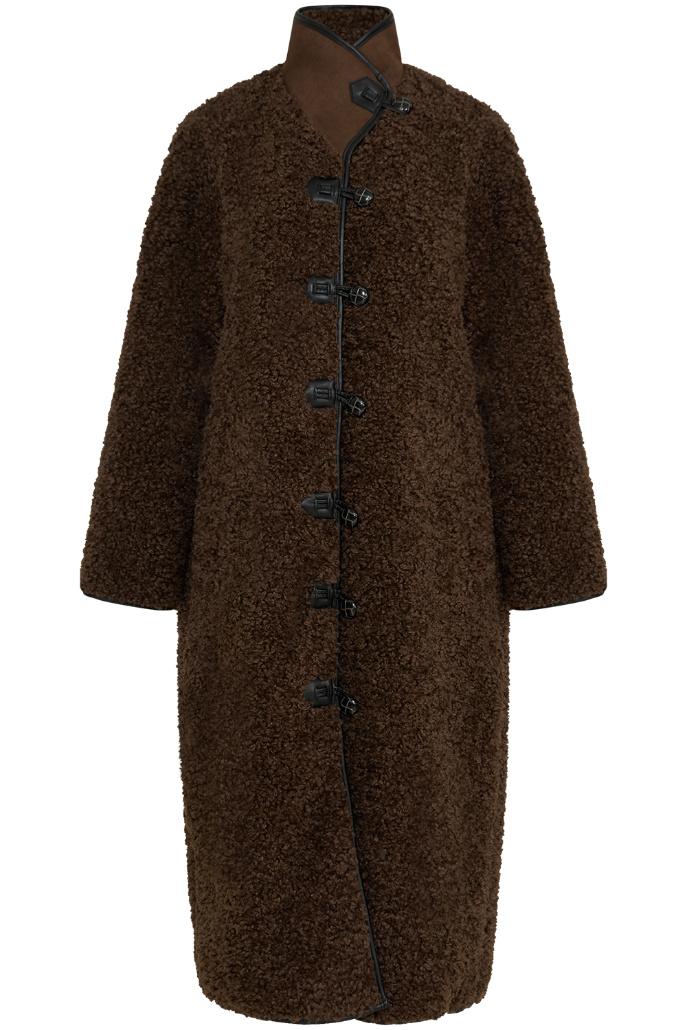Inger Faux Shearling Coat - Dark Brown