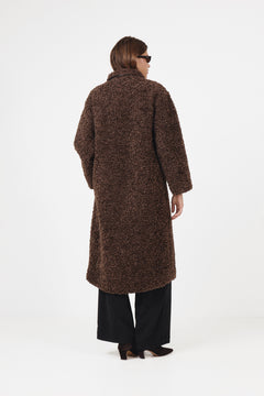 Inger Faux Shearling Coat - Dark Brown