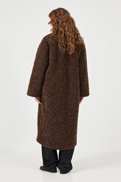 Inger Faux Shearling Coat - Dark Brown