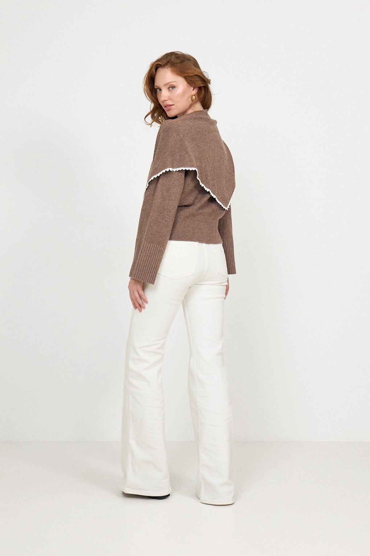 Leonora Wool Scarf Sweater - Brun Melange