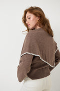 Leonora Wool Scarf Sweater - Brun Melange