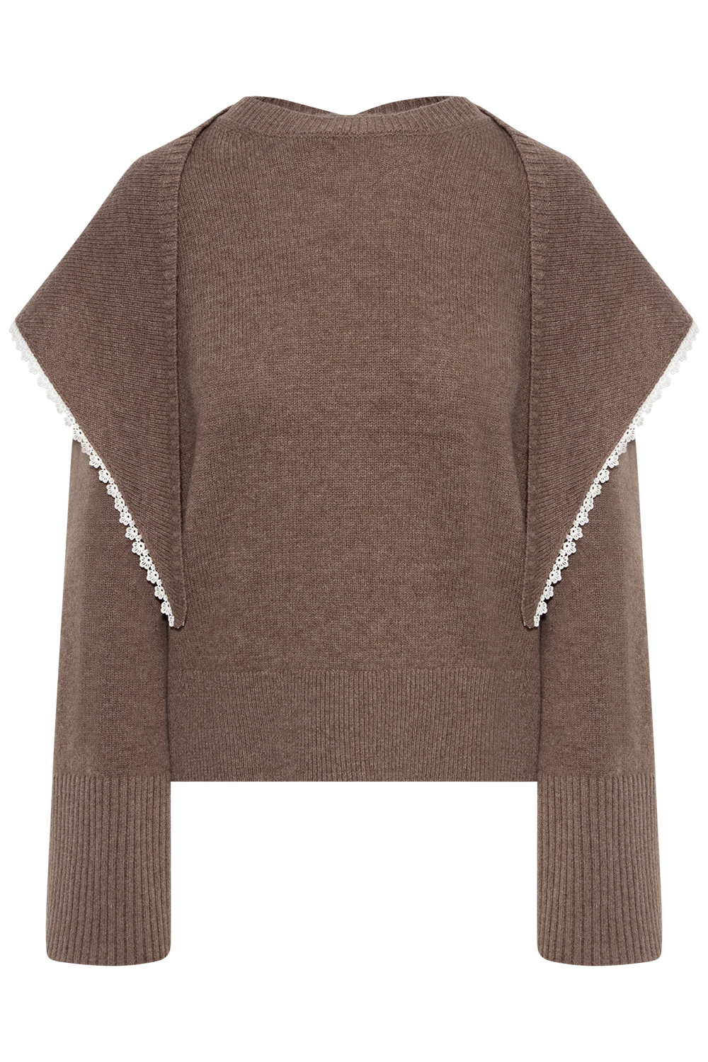 Leonora Wool Scarf Sweater - Brun Melange