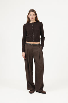 Juni Cashmere Cardigan - Dark Brown