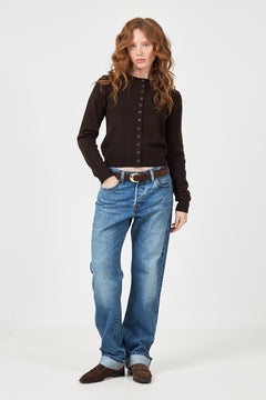 Juni Cashmere Cardigan - Dark Brown
