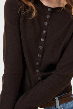 Juni Cashmere Cardigan - Dark Brown