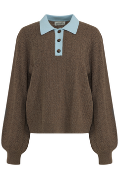 Tilla Wool Cable Knit - Brown Melange