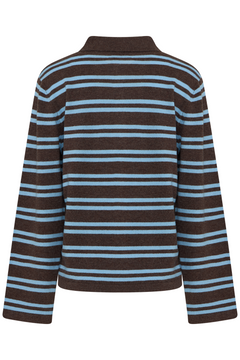 Kaja Wool Polo Sweater - Brown/Light Blue