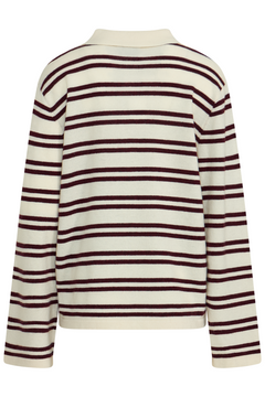 Kaja Wool Polo Sweater - Creme/Bordeaux