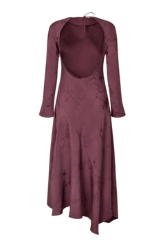 Long Sleeve Scoop Back Dress - Bordeaux