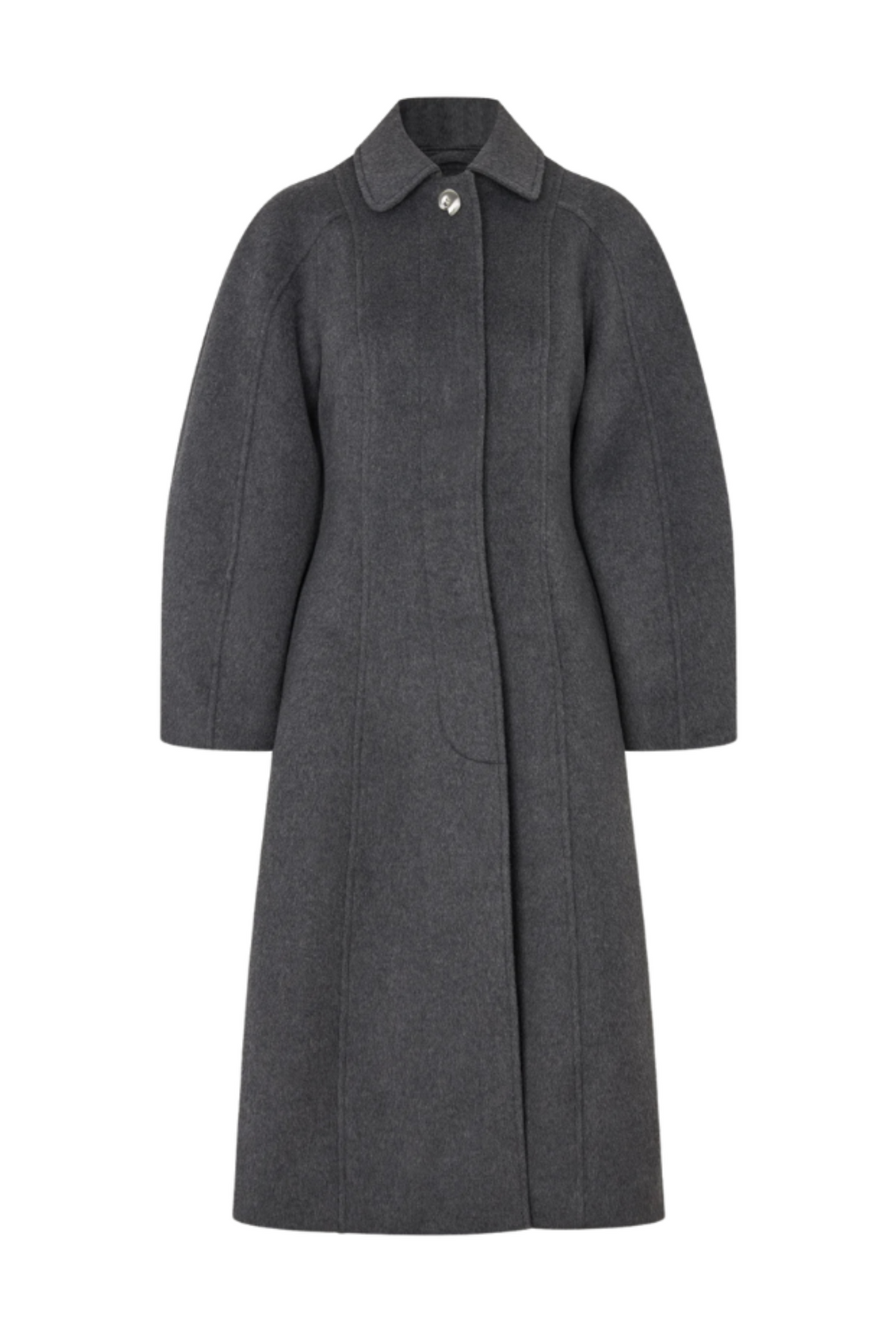Elastic Waist Raglan Long Coat - Graphite