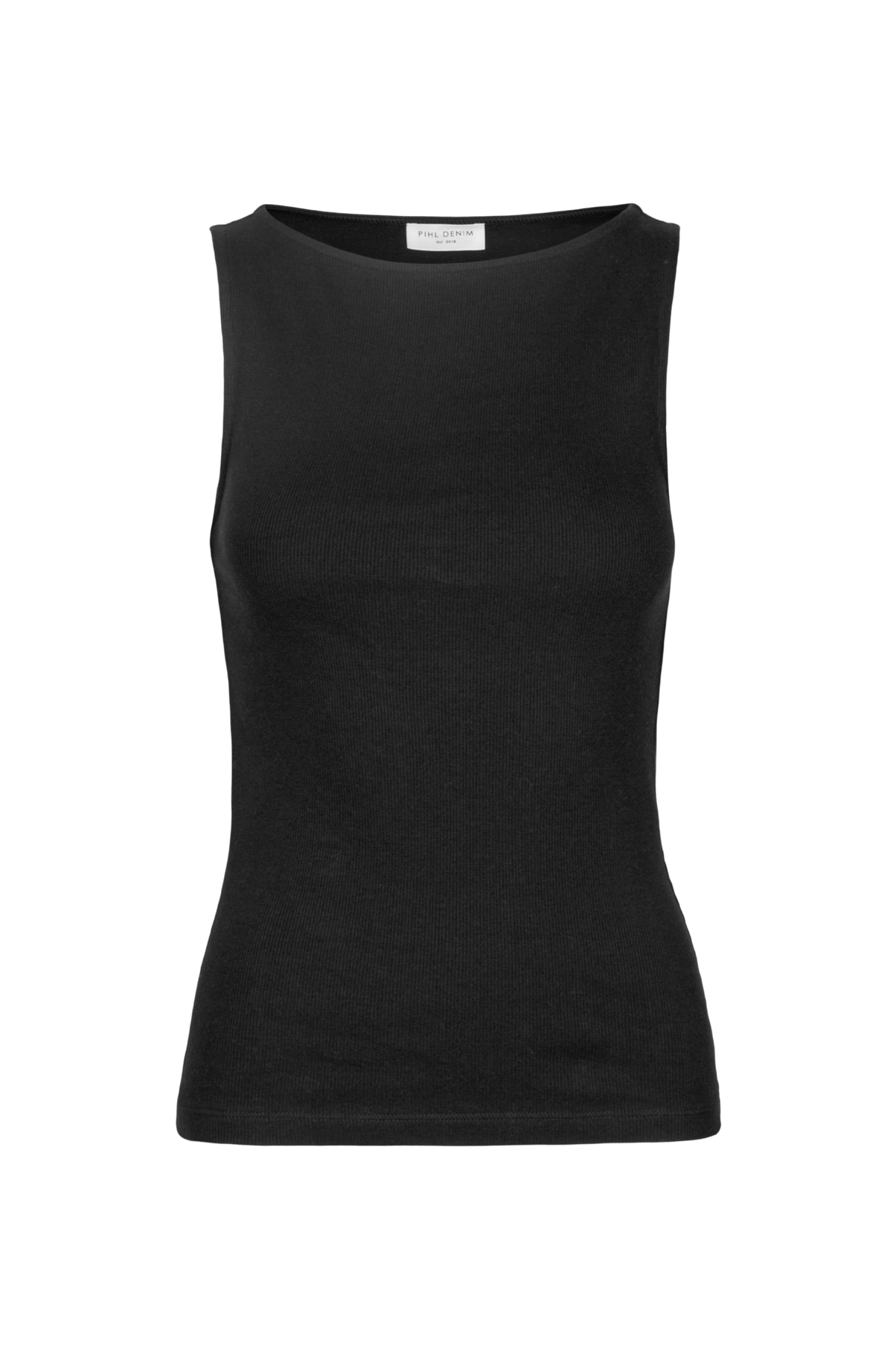 Peggy Rib Boatneck Topp - Svart