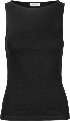 Peggy Rib Boatneck Top - Black