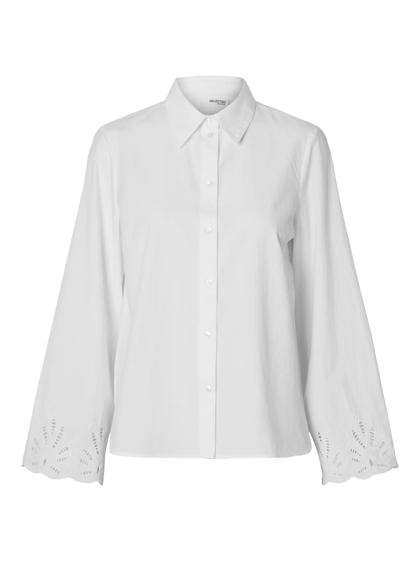 Selected Femme Dahlia LS Broderi Skjorta - Bright White
