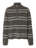 Lulu LS Knit Half Zip - Medium Grey Melange