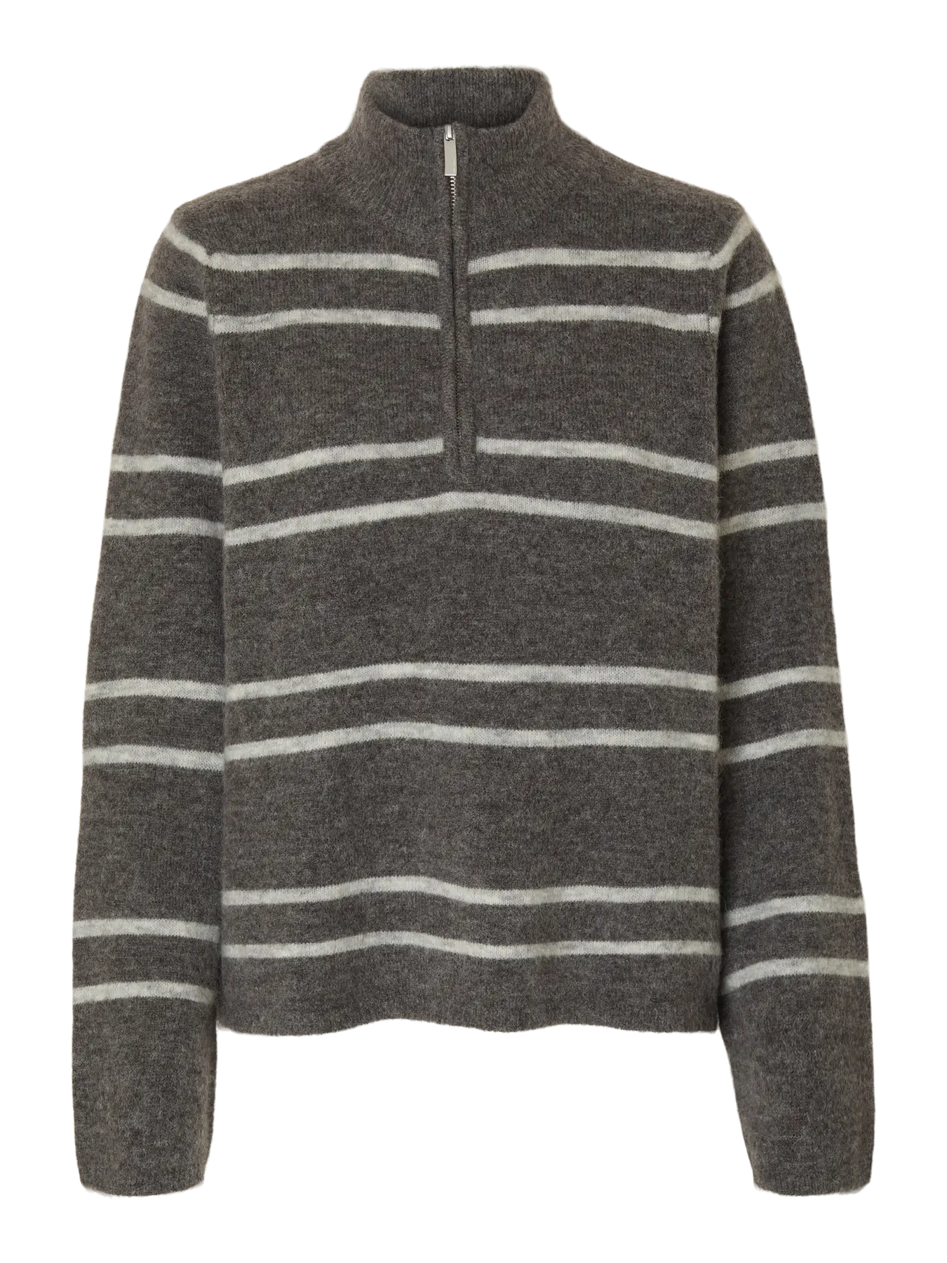 Lulu LS Knit Half Zip - Medium Grey Melange