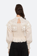 Serita Crochet Lace L/Slv Top - Cream