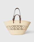 Logo Raffia Crochet Large Tote Bag - Natural/Tan