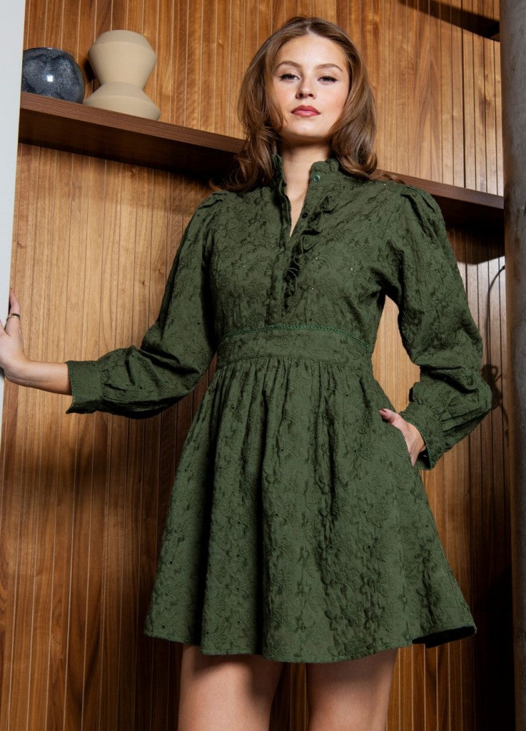 Uma Dress - Broderie Green