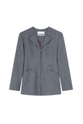 Wool Melange Suiting Long Button Blazer - Phantom