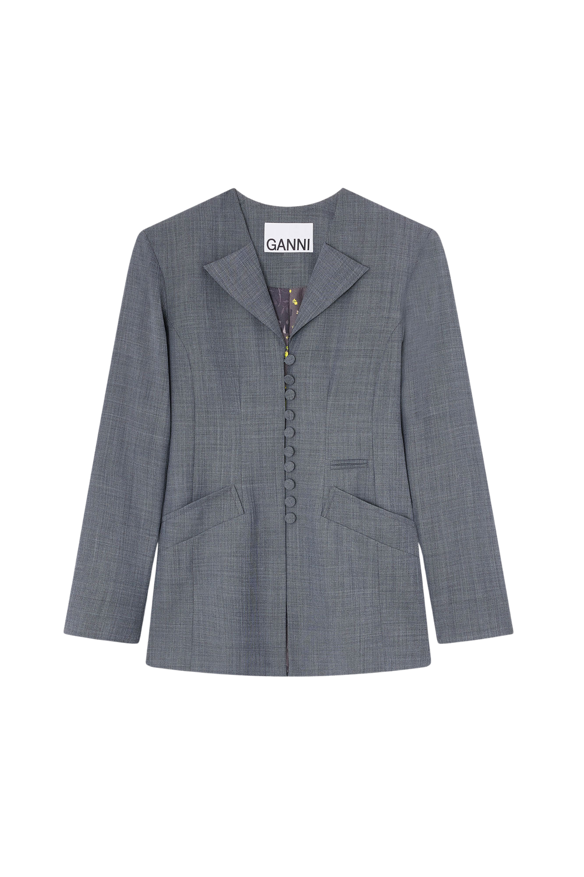 Wool Melange Suiting Long Button Blazer - Phantom