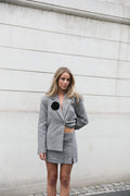 Mya Herringbone Blazer - Light Grey