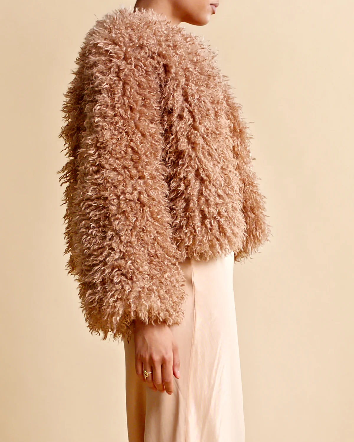 Faux Fur Jacket - Camel