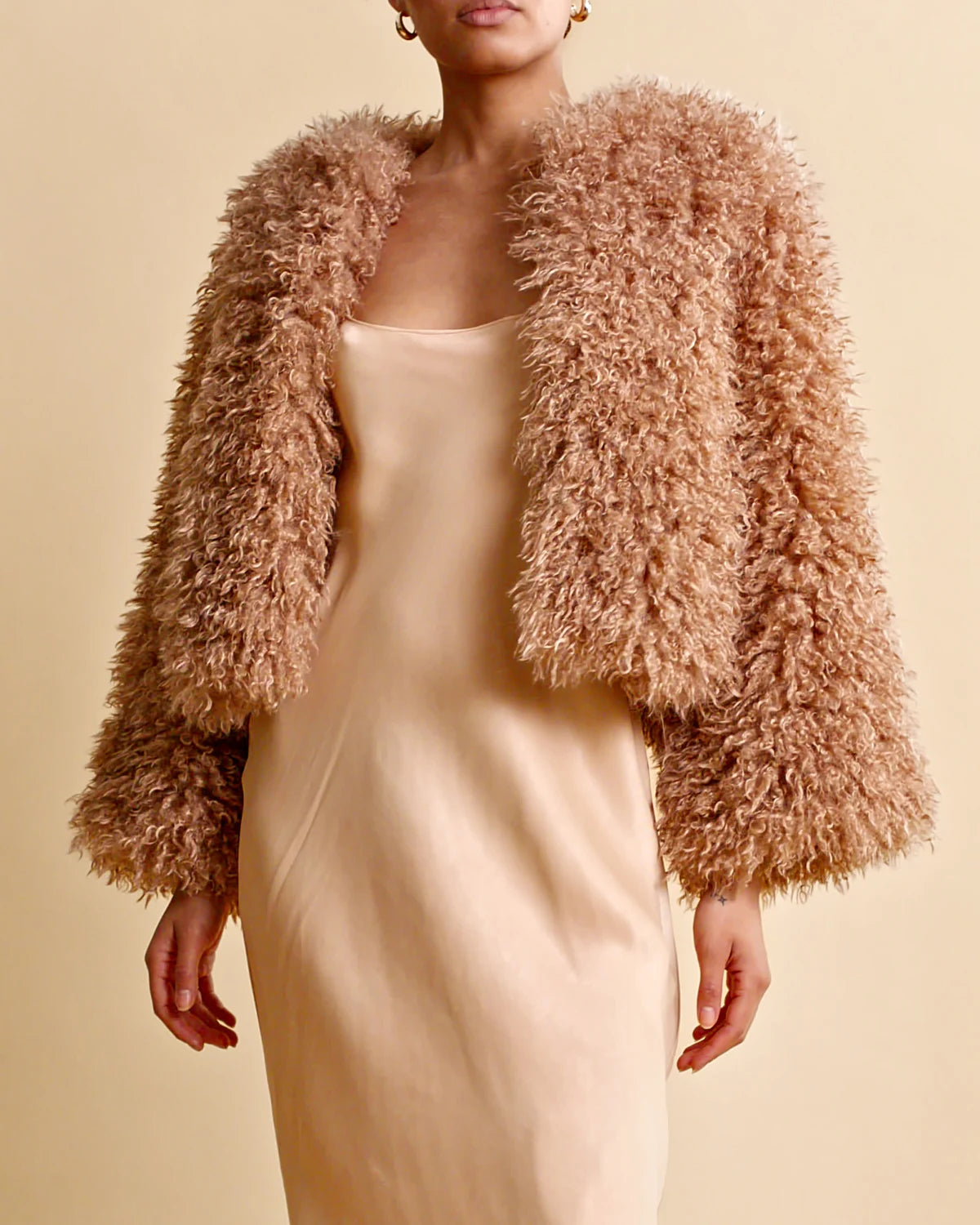 Faux Fur Jacket - Camel