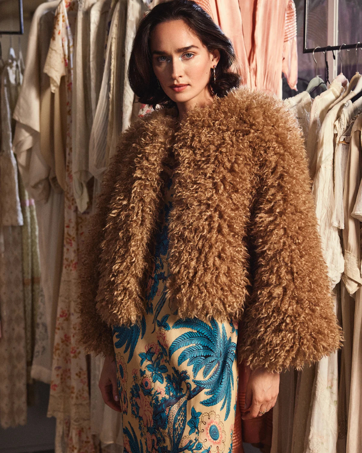 Faux Fur Jacket - Camel
