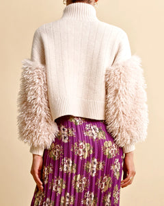 Faux Fur Turtleneck - Off White