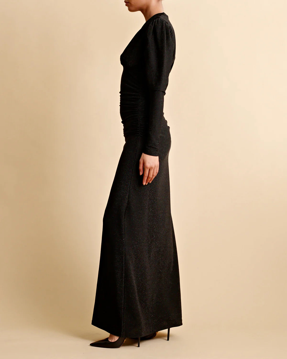 Glitter Jersey Gown - Black