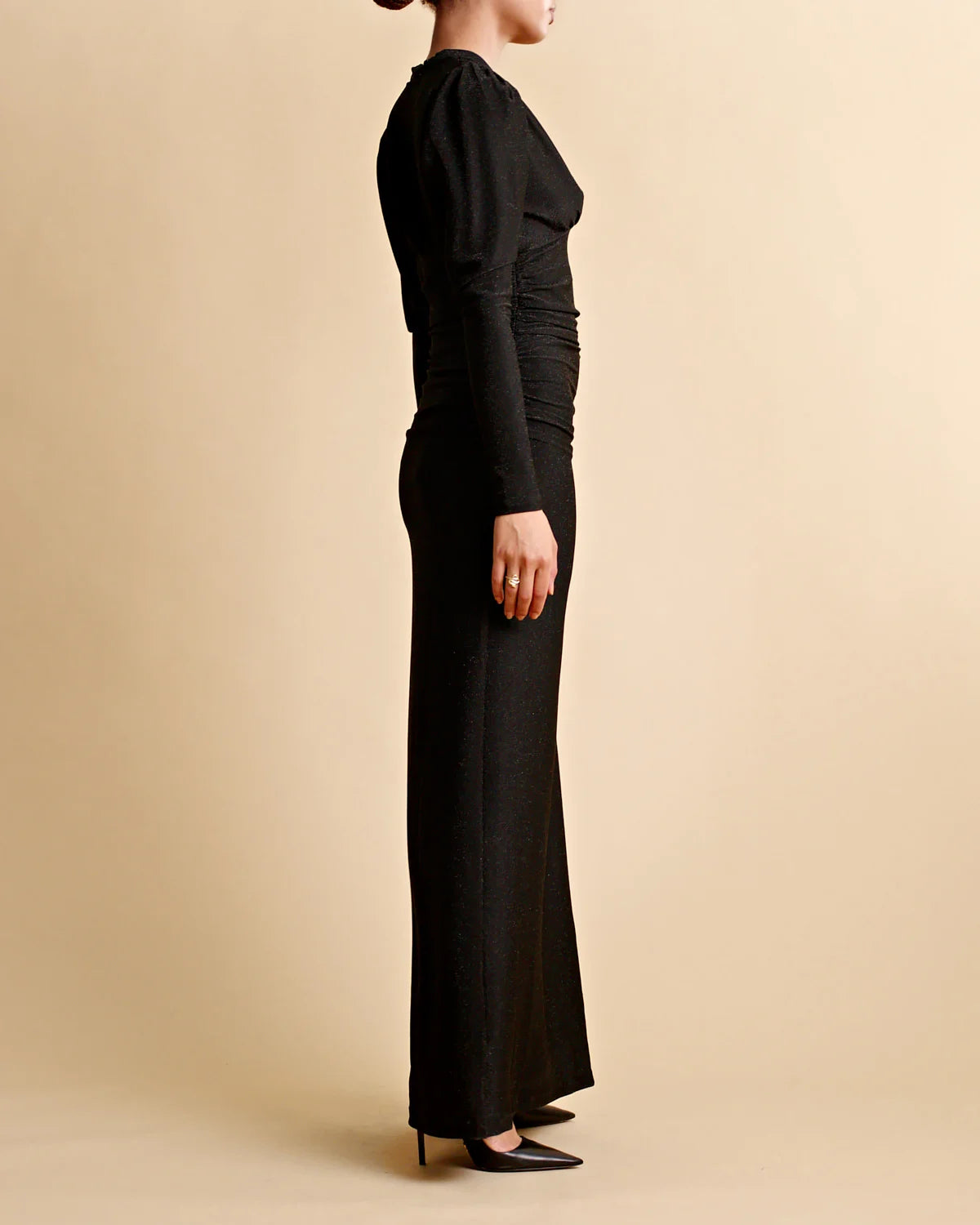 Glitter Jersey Gown - Black