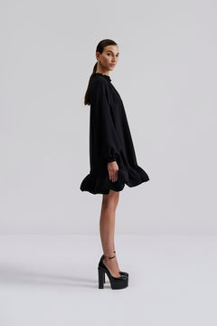 Alva Frill Detailed Mini Dress - Black