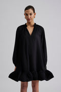 Alva Frill Detailed Mini Dress - Svart