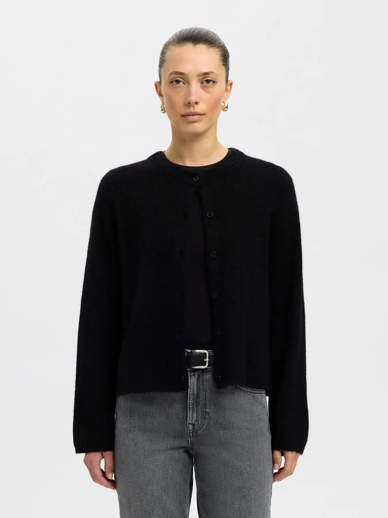 Selected Femme Lulu New Ls Knit Cardigan - Svart